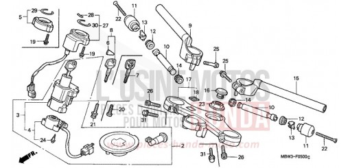 TUYAU DE GUIDON/PONT SUPERIEUR CBR600F1 de 2001